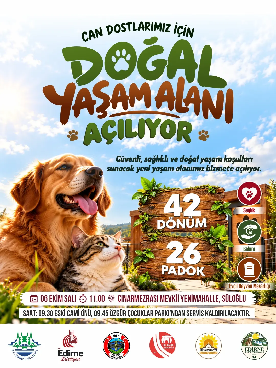 SAHİPSİZ HAYVAN DOĞAL YAŞAM ALANI 6 EKİM’DE AÇILIYOR